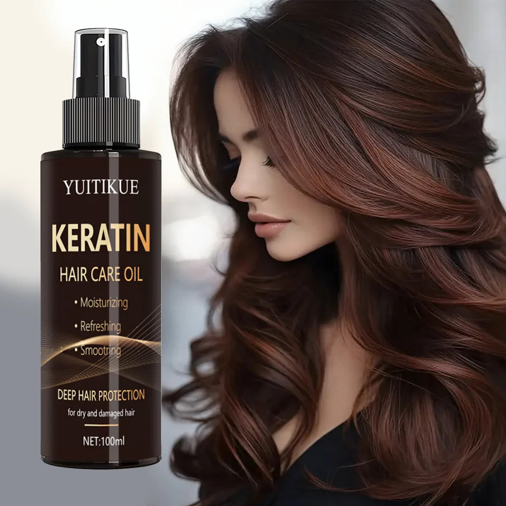 YUITIKUE Keratin Hair Care Oil Moisturizing Smoothing Refreshing Deep Protection For Dry Damaged Hair