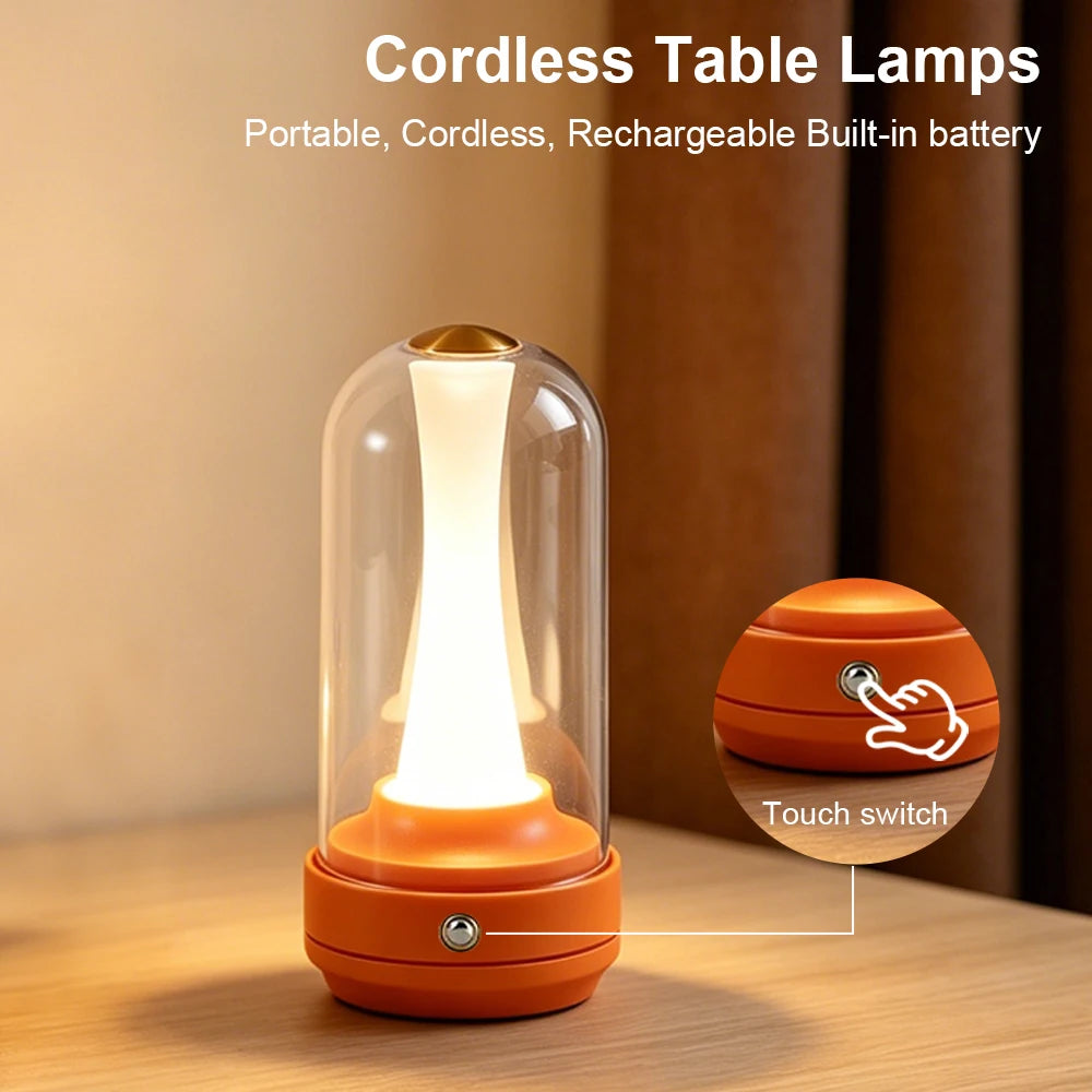 GGbingo Night Light Dimmable Night Lamp LED Rechargeable Light Touch Glass Lampshade Mood Light for Home Bedside Coffee Shop