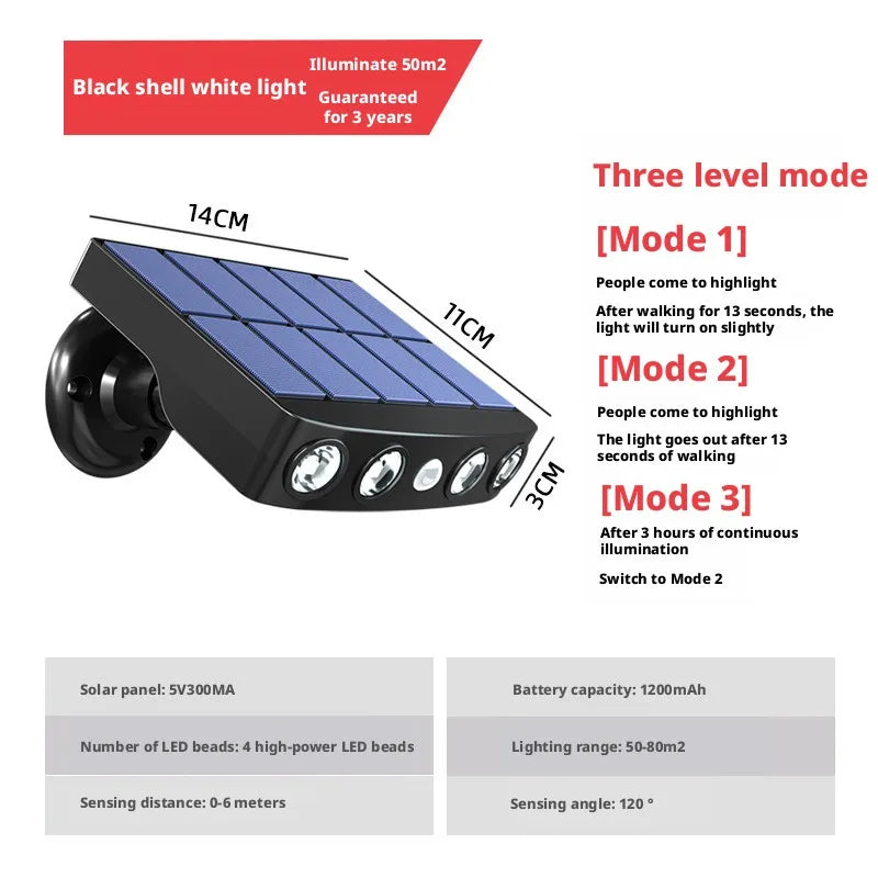 Outdoor Home Courtyard Outdoor Waterproof Lighting Solar Induction Street Lamp Simulation Monitoring Intelligent Light Control