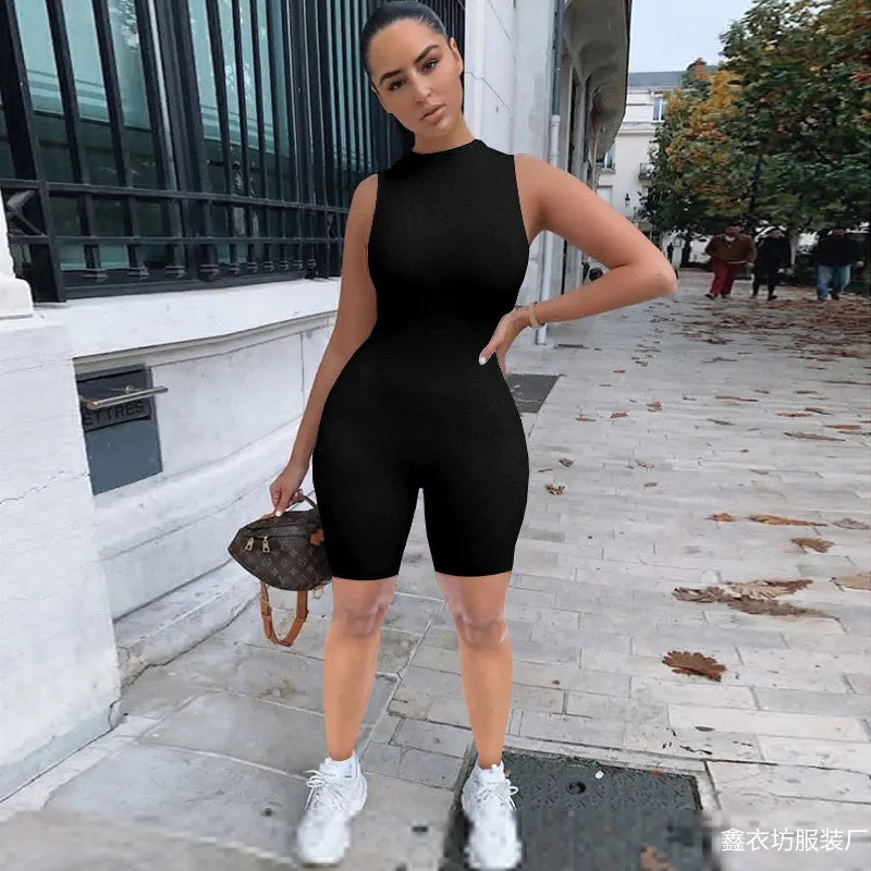 Pencil Jumpsuit for Women Full Seasons Casual Fitness Sporty Playsuit Sleeveless Slim Activewear All In One Jumpsuit Clothing
