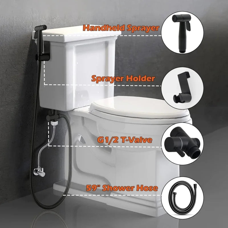 Handheld bidet spray kit with 3-way valve(G1/2 "-3/8")·used for toilet cleaning and personal hygiene