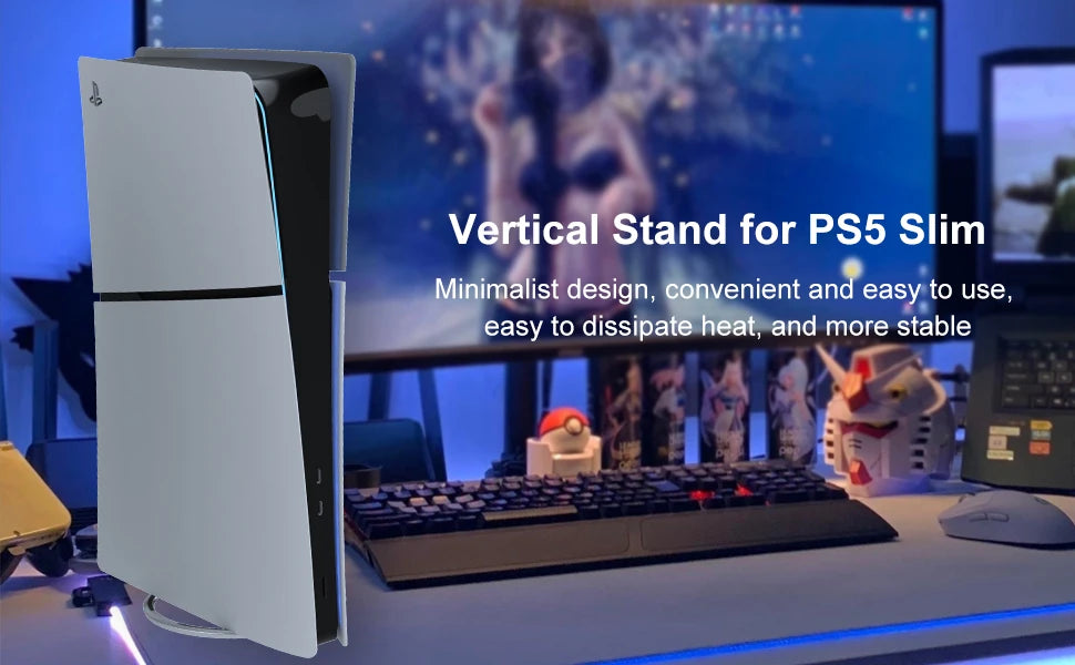 Metal Vertical Stand for PS5 Slim Console Disc and Digital with Screw, Base Stand Replacement for Playstation 5 Slim Console