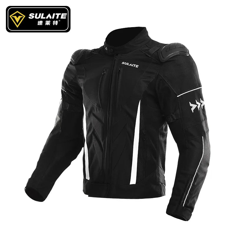 SULAITE Summer Motorcycle Jacket Suit Breathable Riding Gear Protective Racing Coat Motorbike Equipment for Men
