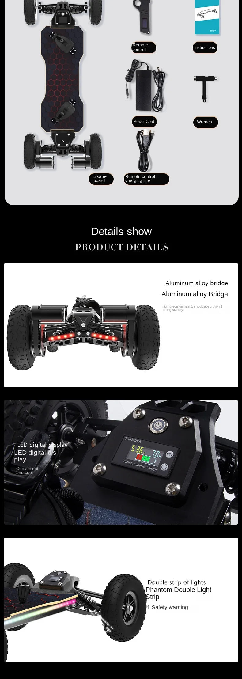 Jking Mars All-Terrain Electric Skateboard Remote Control Off-Road Four-Wheel Drive For Suspension Walking Belt