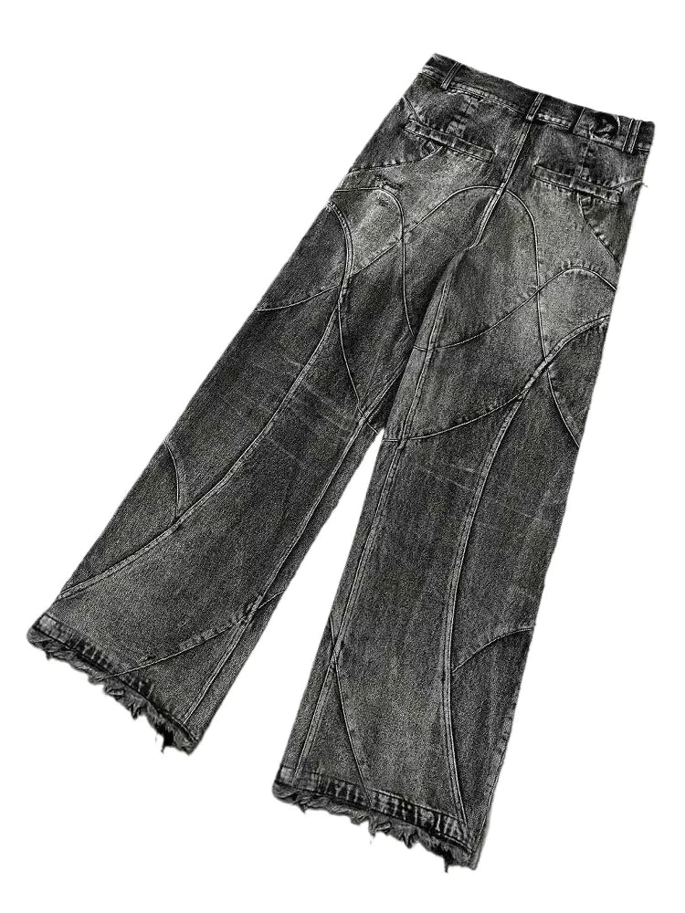 Vintage Y2k Streetwear Punk Hip Hop Jeans Women Pants Grunge Baggy Ripped Denim Trousers Gothic Distressed Wide Leg Jeans Goth