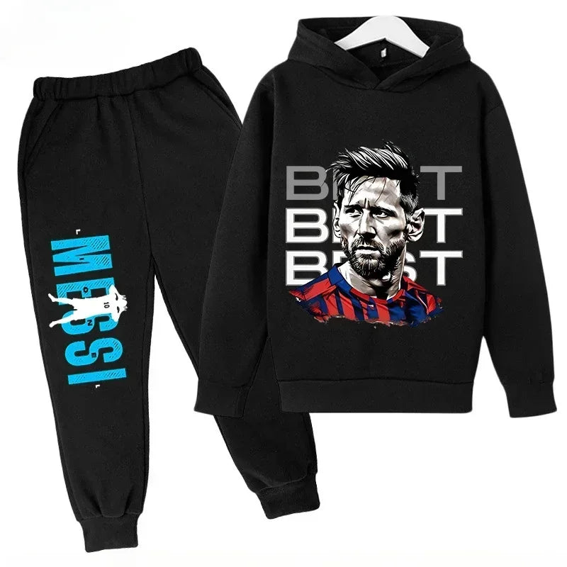 Spring Autumn Children's Set Sports Messi Print Hoodie Set Pants Suit 2pcs Set Boys Girls Kid Clothing Casual Fashion Tracksuit