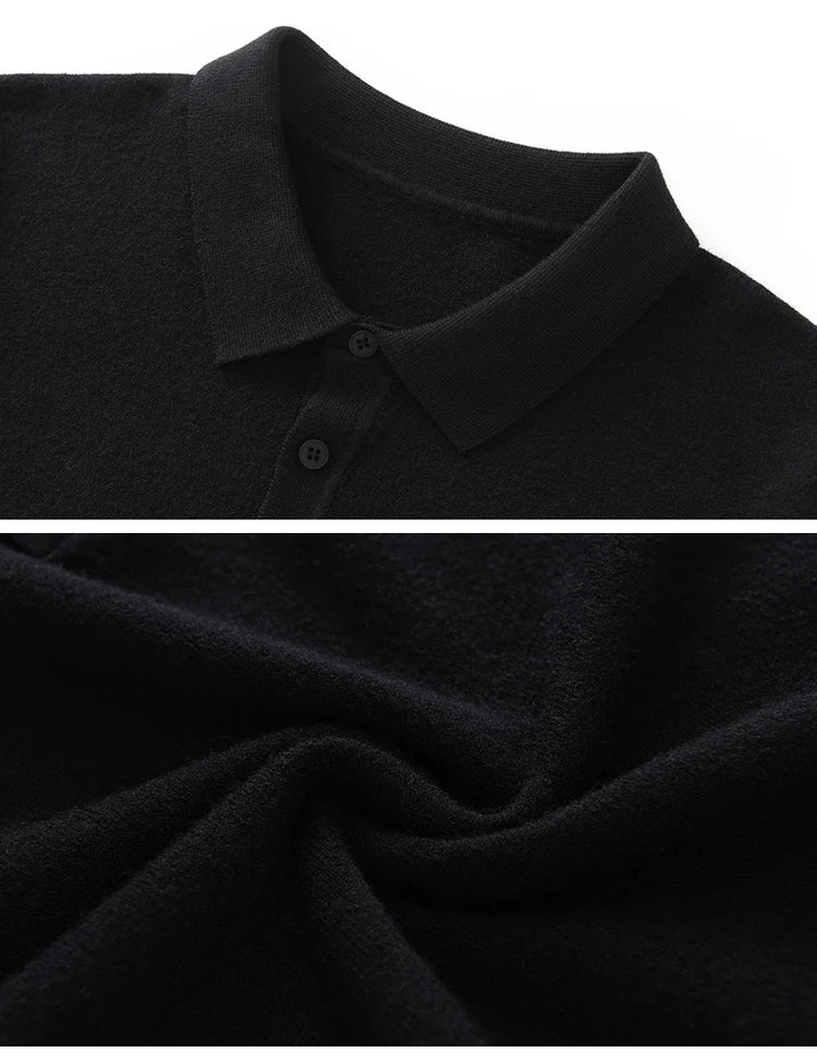 New summer 100% pure wool men's short sleeve polo neck T-shirt fashion youth casual Joker shirt thin T-shirt sweater