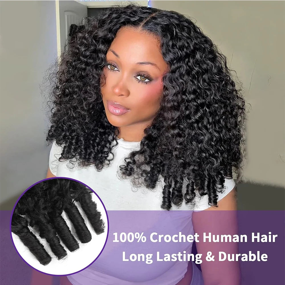 Burmese Curly Feather Crochet Human Hair Knotless Crochet Raw Hair Miracle Knots Double Drawn Vietnamese Crochet Human Hair