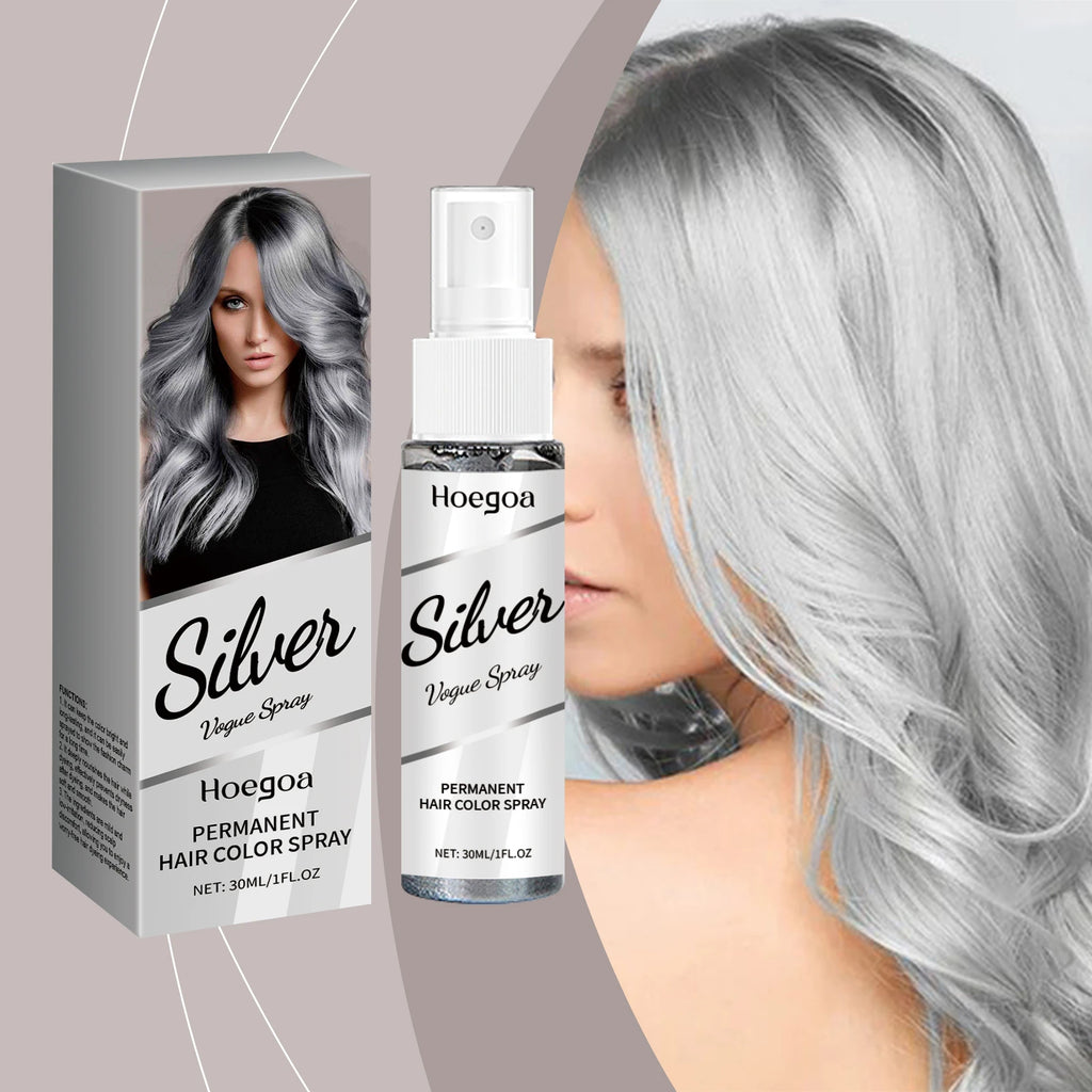 Silver Grey Hair Color Spray Permanent Grandma Grey Hair Dye Unisex Smoky Fashionable Punk Style Quick Coloring Hair Spray 30ml