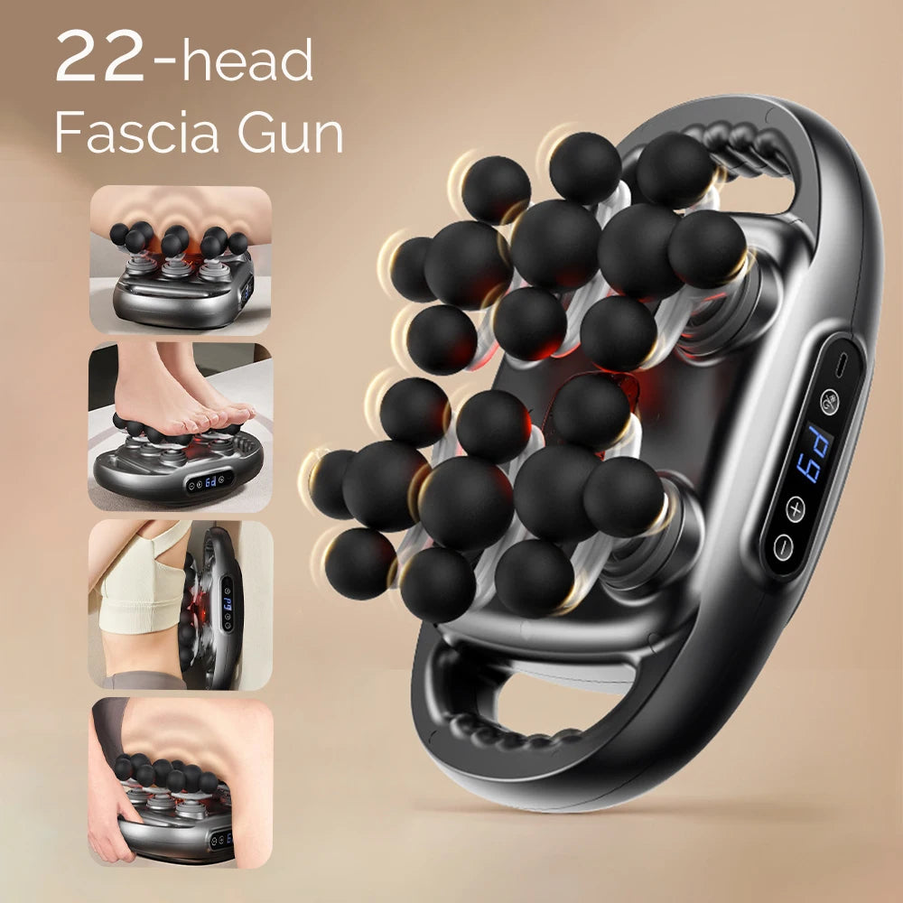 22-Head Fascia Gun High-Frequency Vibration Body Massage Gun Back and Waist Massager Neck Shoulder Massager Muscle masajeador