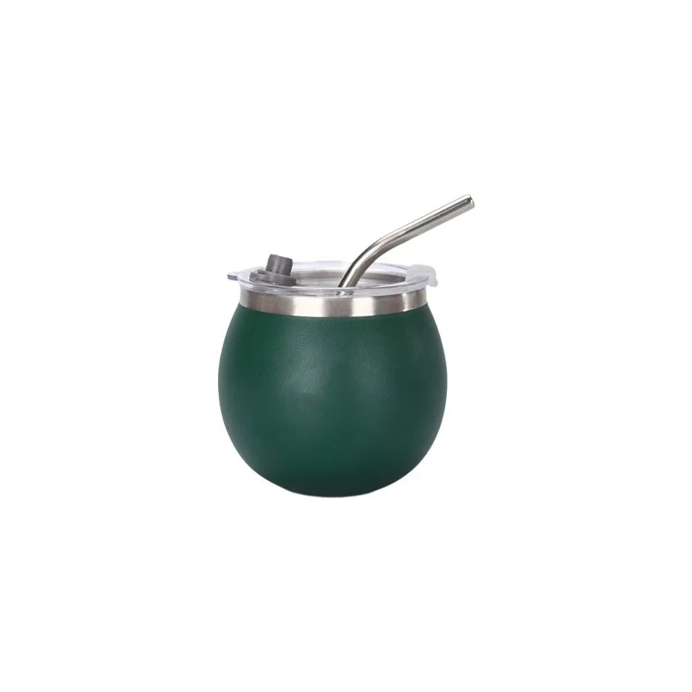 Mini Double Wall Argentine Yerba Mate Cup 5oz Stainless Steel Insulated Cups with Straw and Lid Tumbler Cup Outdoor
