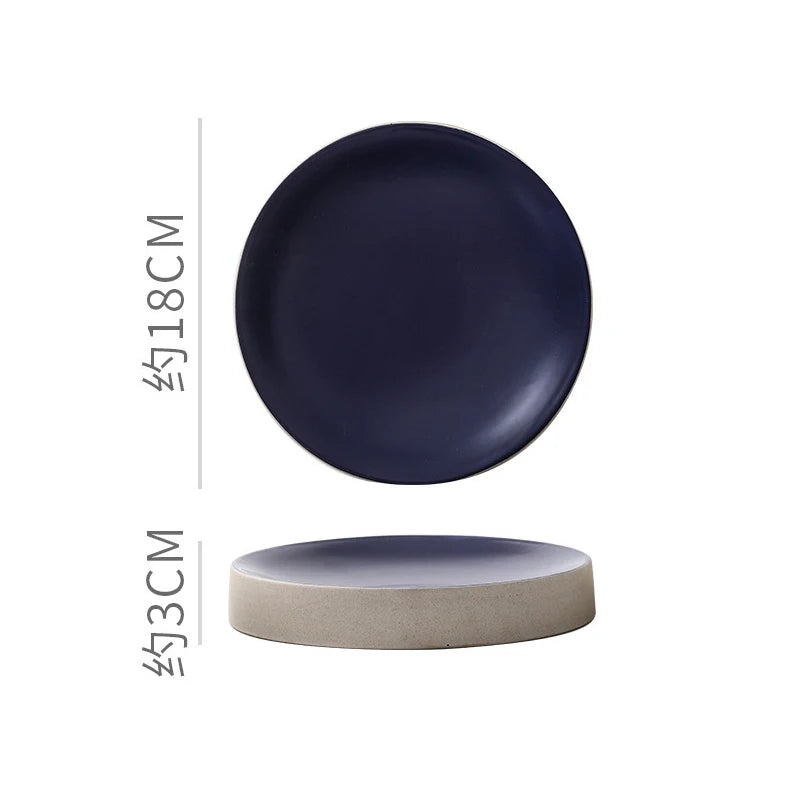 Vintage Round Ceramic Plate Creative Dessert Dim Sum Plate Pastry Plate Steak Plates Sushi Plates Molecular Cuisine Tableware