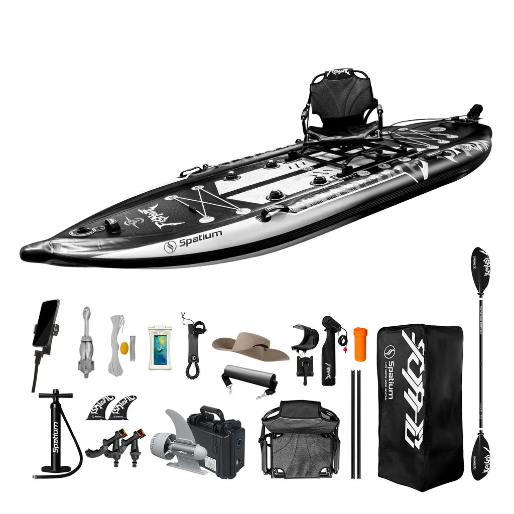 Spatium Fishing Kayak Fishing Paddle Board SUP Inflatable Stand Up Paddle Board 11'*48"*6", Fishing Boat with Swivel Seat