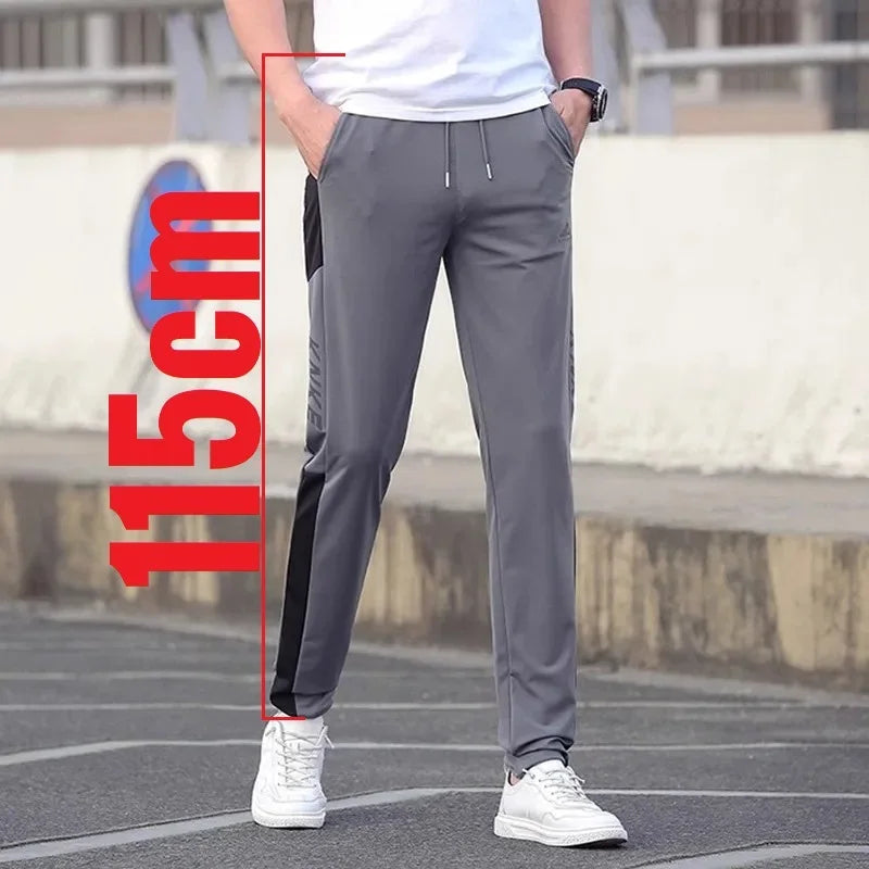 Thin Tall Men Ice Silk Pants Slim Fit Summer Jogger Male Extra Long Length 120cm 190 195 200 Cm 120 2m 200cm 205cm Sport Trouser
