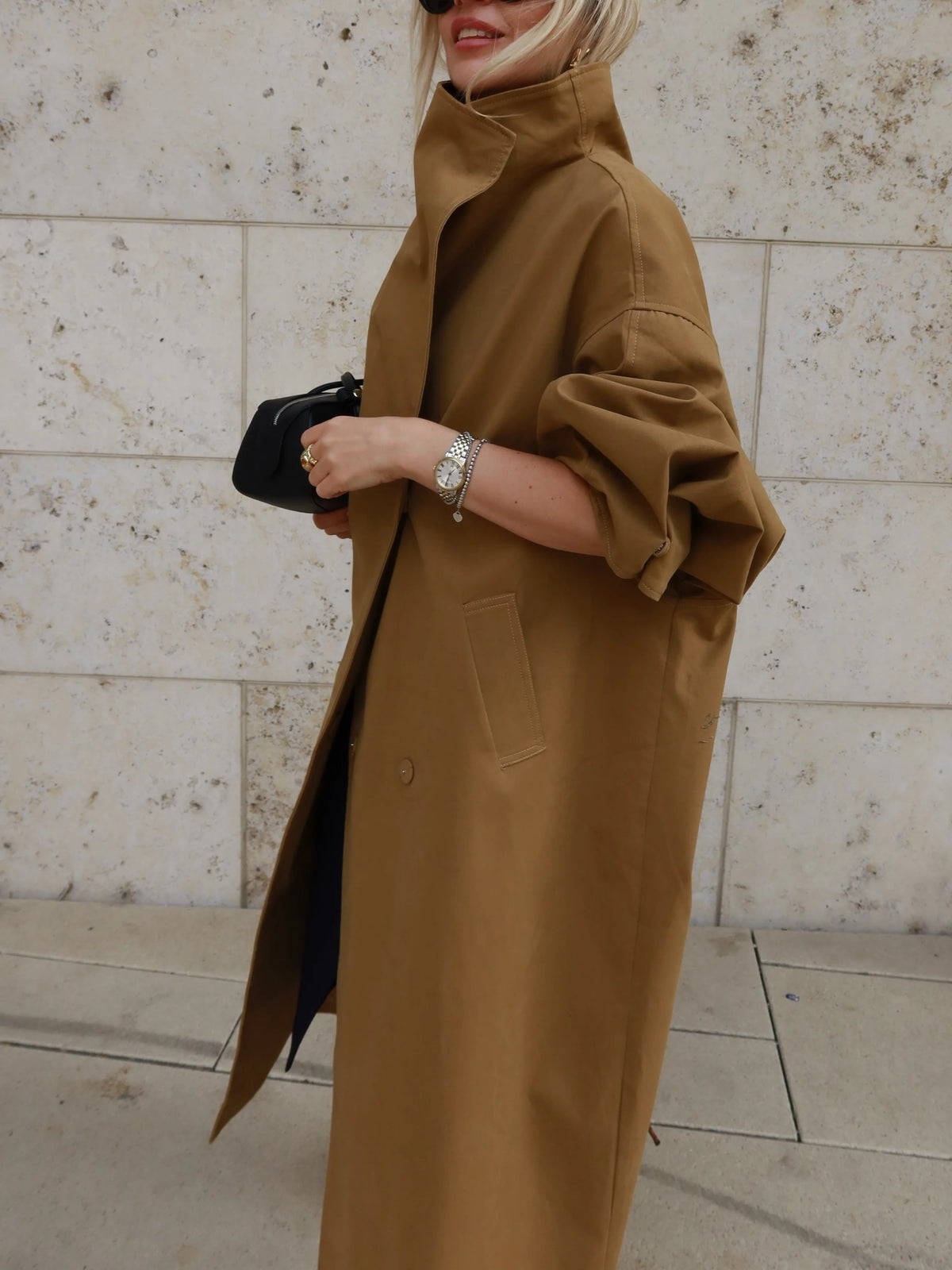 Casual Solid Long Trench Coat Women Stand Collar Long Sleeve Single Breasted Lace Up Jacket 2026 Autumn Lady Commute Outwear