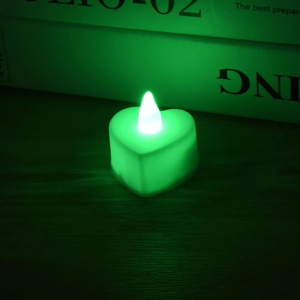 Flameless Led Candle Heart-shaped Electronic Battery-Power Tealight Candles for Home Christmas Party Wedding Decoration