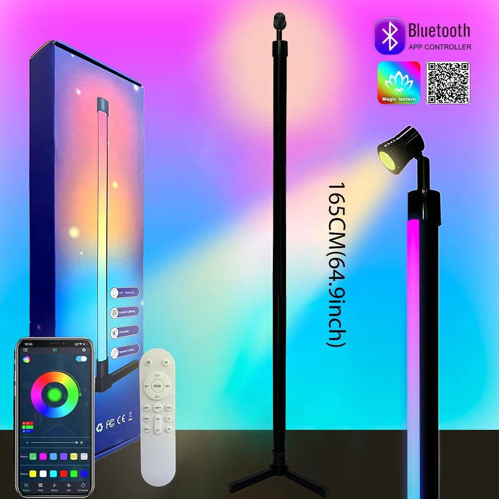 Reinforced Lamp Body 165cm Smart RGB LED Floor Lamp With Sunset Lamp APP Control Music Sync Color Change Standing Mood Light