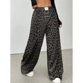 GG Women Leopard Print Wide Leg Pants Elastic High Waist Loose Casual Trousers Streetwear Y2K Fashion Long Palazzo Pants