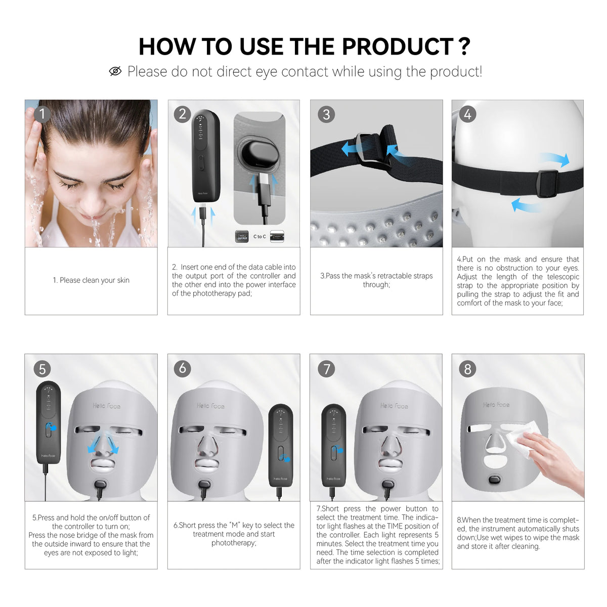 Hello Face Wireless Near-Infrared and Red Light Facial Mask For Powerful Professional Ultra-light Mask