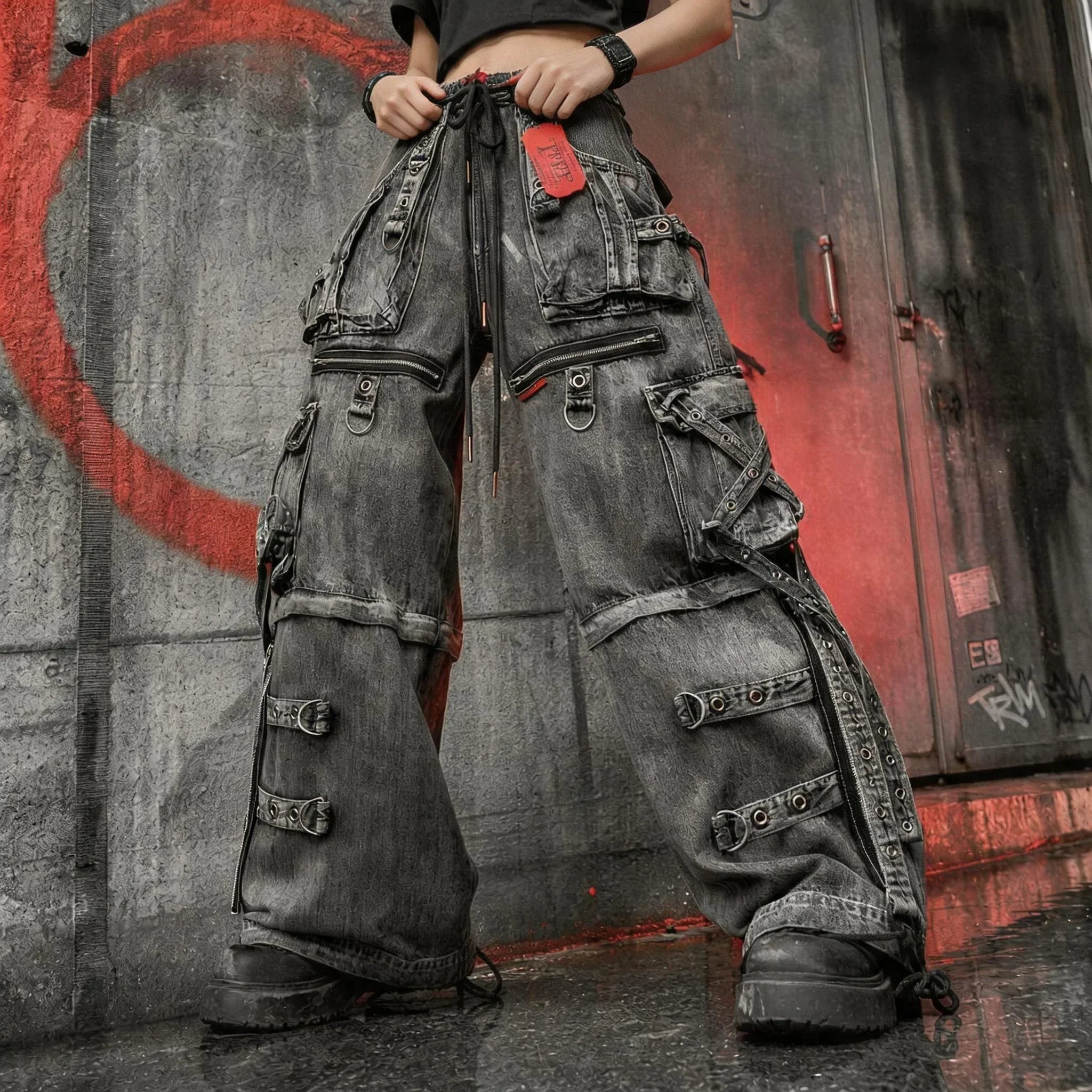 Hip Hop Complex Heavy Industry Workwear Jean Casual Denim Pants High Waist Straight Wide Leg Jeans Harajuku Y2k Men Women Jeans