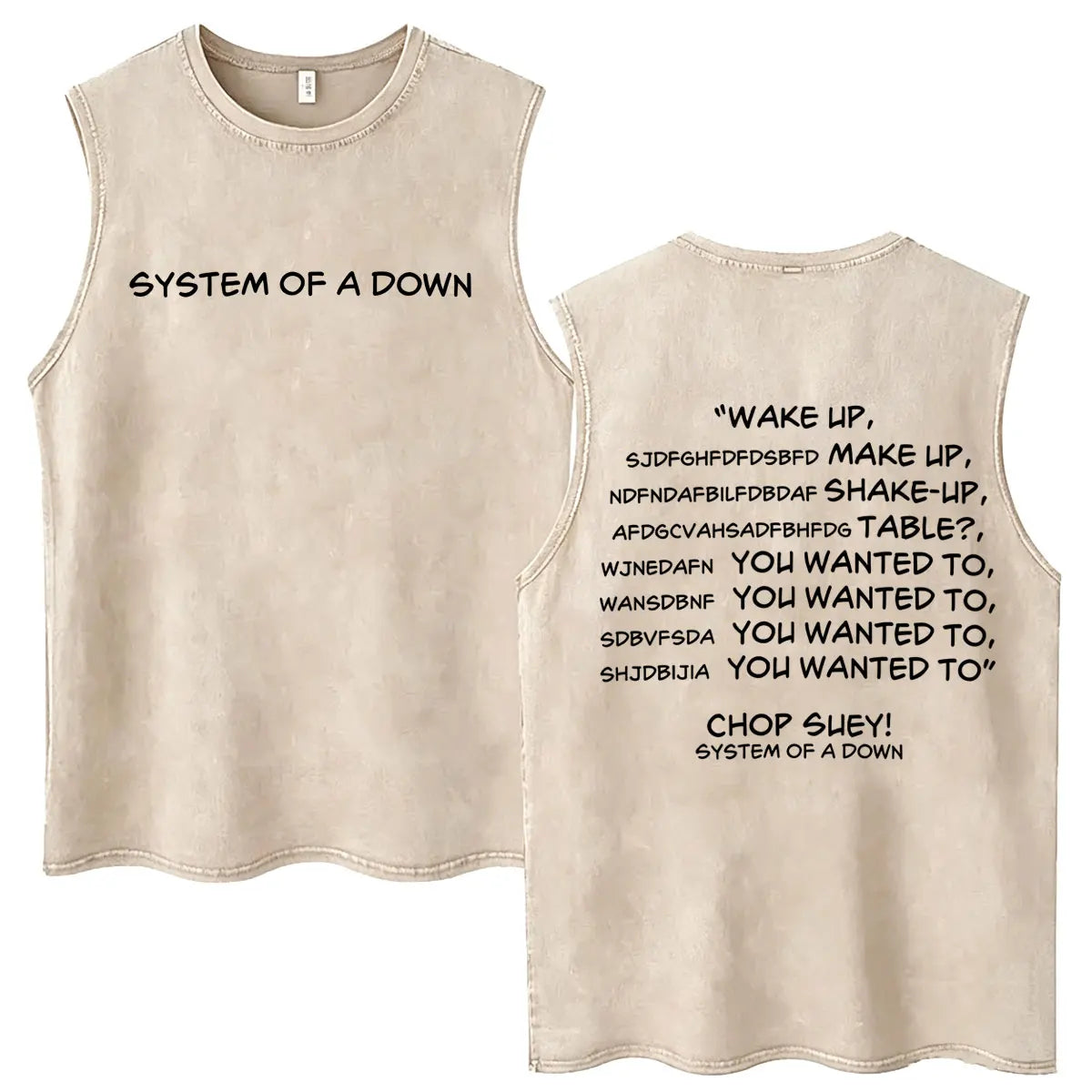 System of A Down Vintage Washed Tank Tops Men's Rock Alternative Metal Cartoon Graphic Sleeveless Vests T-shirt Male T Shirts