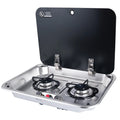2 Burner Built-in RV Gas Stove Stainless Steel Camper Cooktop for Caravan Trailer Motorhome Van Kitchen