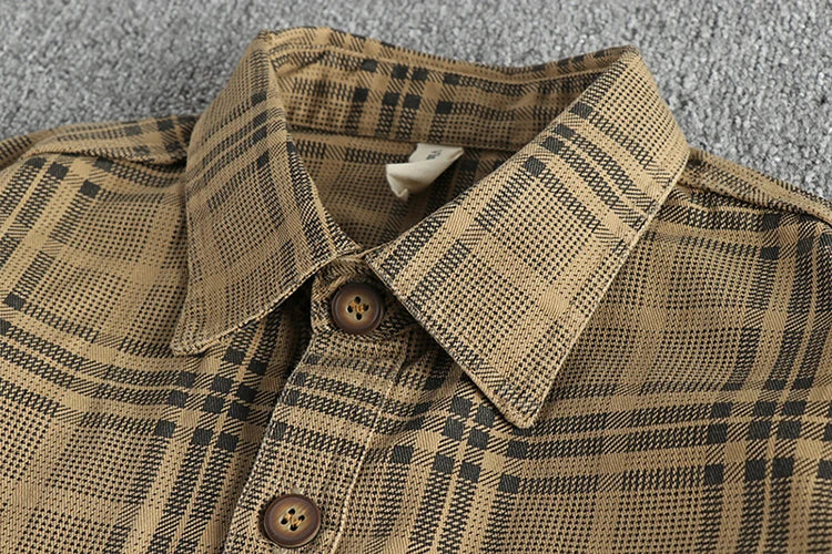 Trendy men's new fashion versatile plaid long sleeve shirt casual cotton washed thin coat