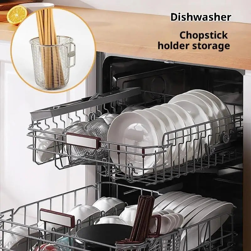 Kitchen Chopstick Holder Organizer Hanging Wall Stainless Steel Tableware Drainer Fork Spoon Chopsticks Dishwasher Basket