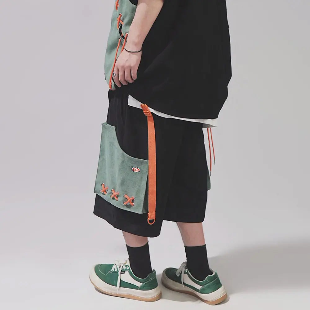 ARENS Hip Hop Cargo Shorts Men Basketball Men's Oversize Couples Matching Clothing Japanese Steetwear Summer Pockets Patchwork