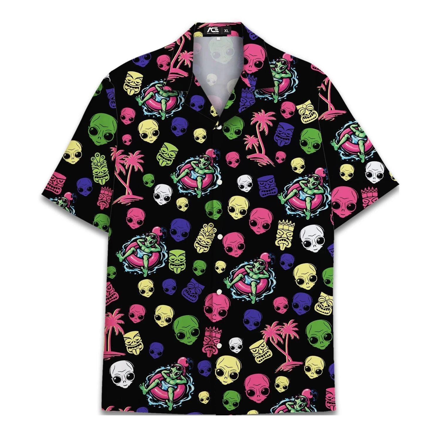 Retro Disco Music Cube Hawaiian Shirts For Men Galaxy Pop Skateboard Mens Hawaiian 80s 90s Shirts Short Sleeve Hip Hop Shirts