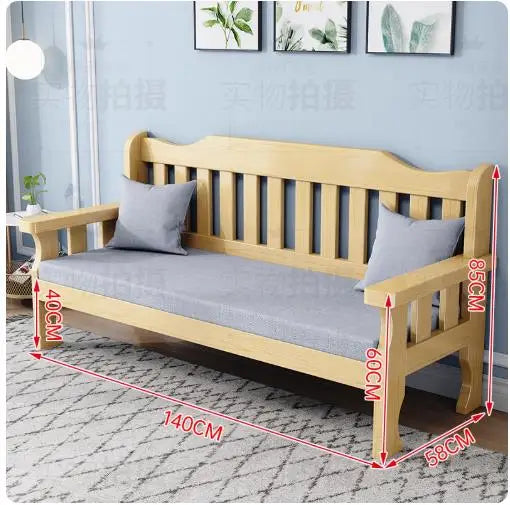Solid wood bench combination sofa small apartment simple leisure living room retro balcony new Chinese style office wooden sofa