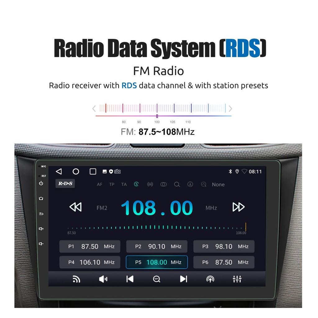 ESSGOO 7"/9"/10“ 2 DIN Android 14 4+64G Car Stereo Carplay Android Auto GPS Navi Bluetooth FM RDS Radio WIFI Touchscreen ChatGPT