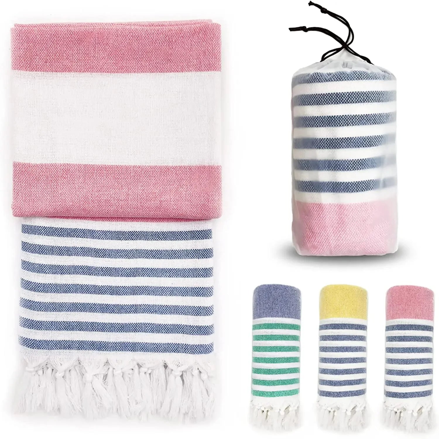 Turkish Beach Towels 39*7" Oversized  Quick Dry Sand Free  Bath  Pool Gym and Bathroom