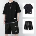 Summer Solid Waffle Tracksuits 2026 Men's Short Sleeve Shorts Casual Two Piece Sets Loose Breathable Men Clothes Joggers Outfits