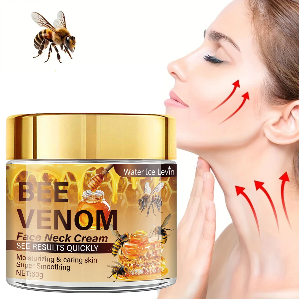 Bee Venom Facial Firming Cream, Contains Vitamin E, Moisturizes and Softens the Face, Brightens Skin Tone, Can Be Used on the Face and Neck