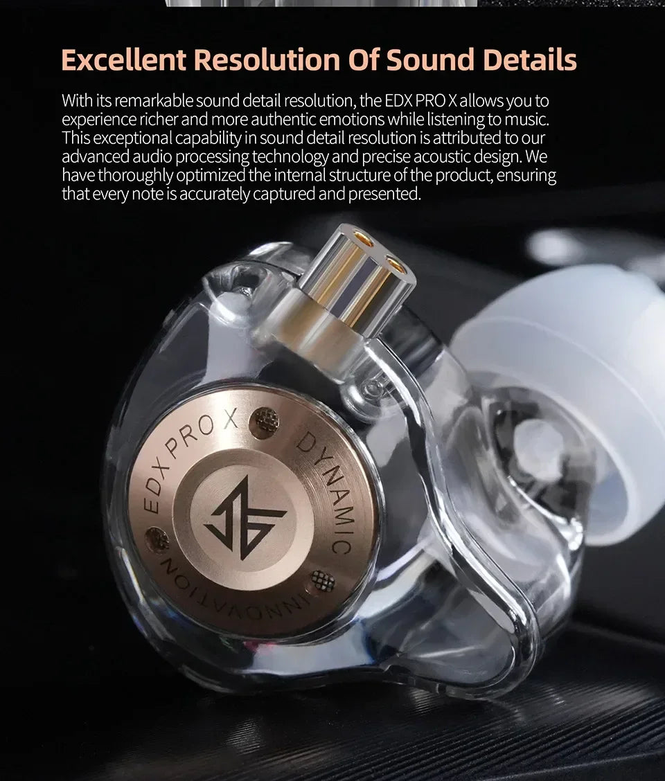 KZ EDX PRO X Dynamic Drive Earphone HIFI Bass Earbud DJ Sport Music Cancelling Headsets 2PIN Cable KZ ZSTX ZSN PRO X EDC EDA ZVX