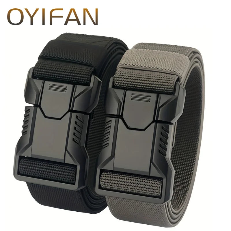New Unisex Elastic Belt Hard Metal Buckle Quick Release Tough Stretch Nylon Men's Military Tactical Belt Casual Waistband
