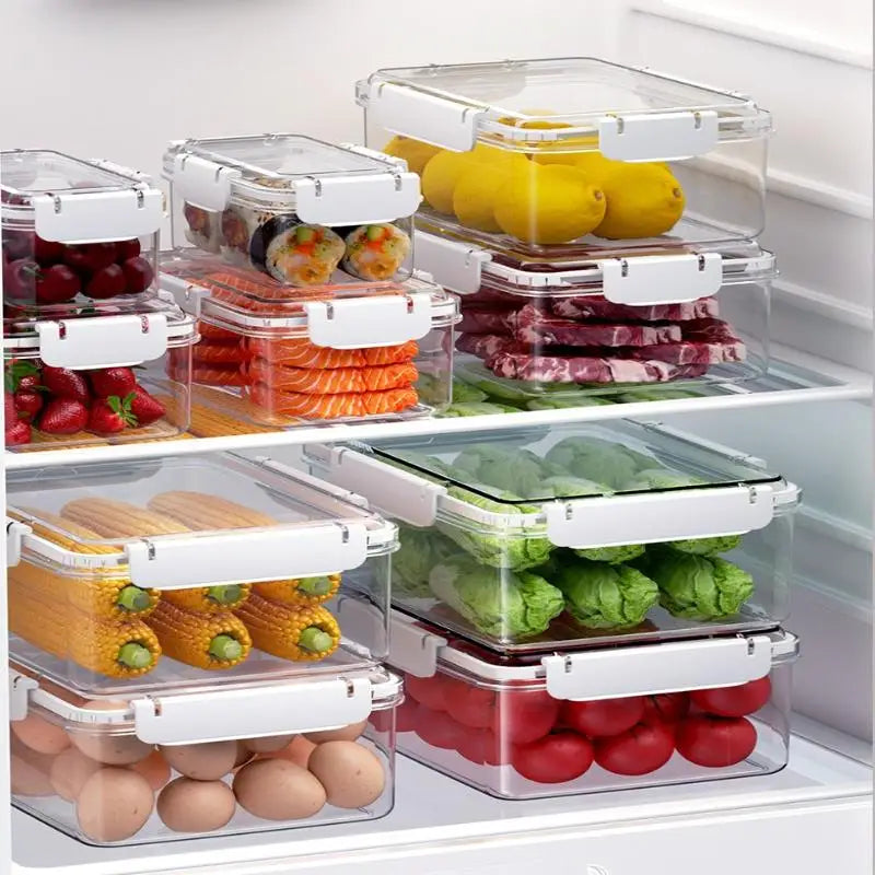 All-in-One Kitchen Organizer, Clear Stackable Containers for Fridge & Lunch, Keeps Fruits Fresh, Saves Time on Meal Prep