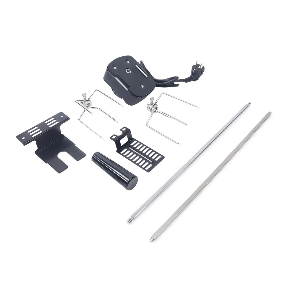 Professional BBQ Electric Skewer 360° Automatic Rotating Skewer Stainless Steel Grill Spit Rotisserie Skewer Camping Roaster Kit