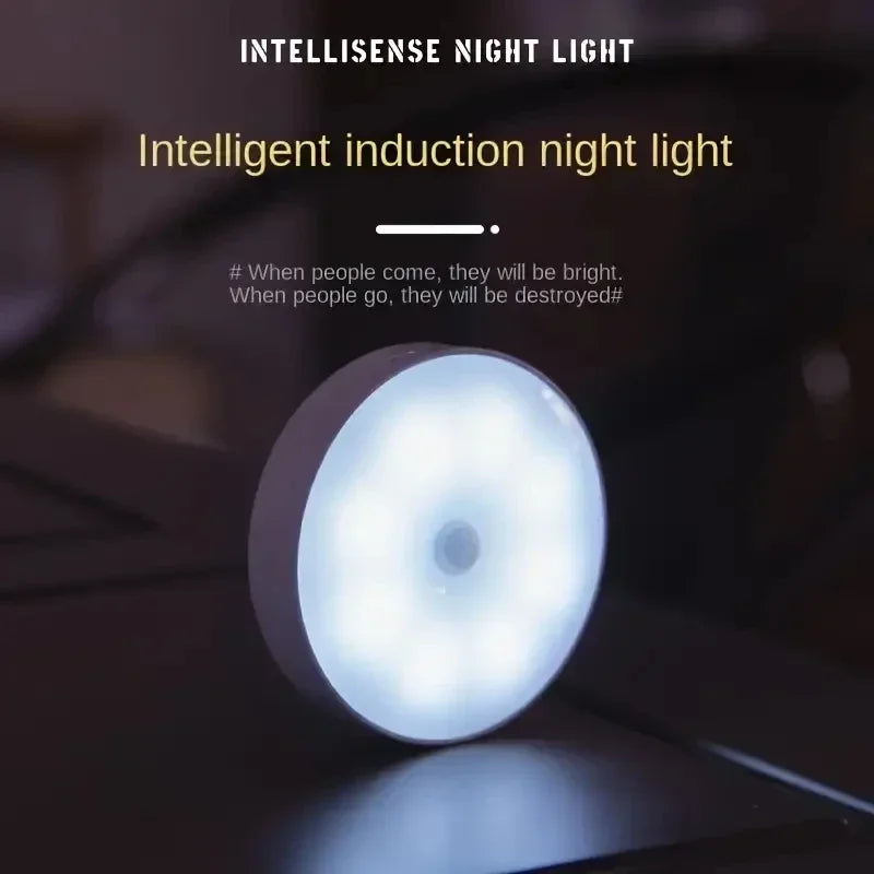 1PC Wireless LED Motion Sensor Night Light for Bedroom Staircase Closet - Energy-Saving Automatic Detector Lamp for Room Decor