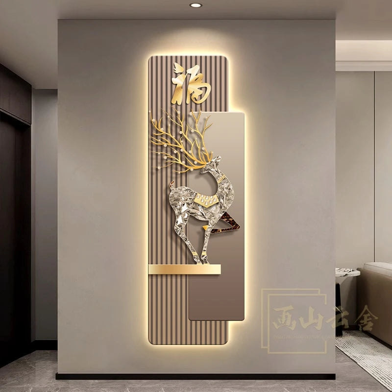 Light Luxury Entrance, Led Lights Decorative Paintings Home Decor Attracting Wealth Reindeer Living Room Corridor Mural Lights
