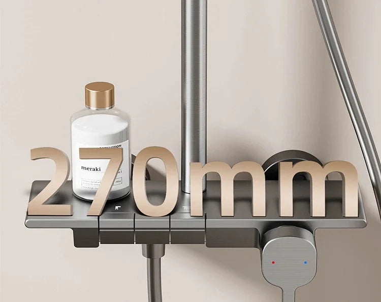 Grey Aluminum Shower Mixer Crane with Hand Shower Set Wall Mounted Bathroom Shower Faucet Set 3-way Rainlfall Showers System Set