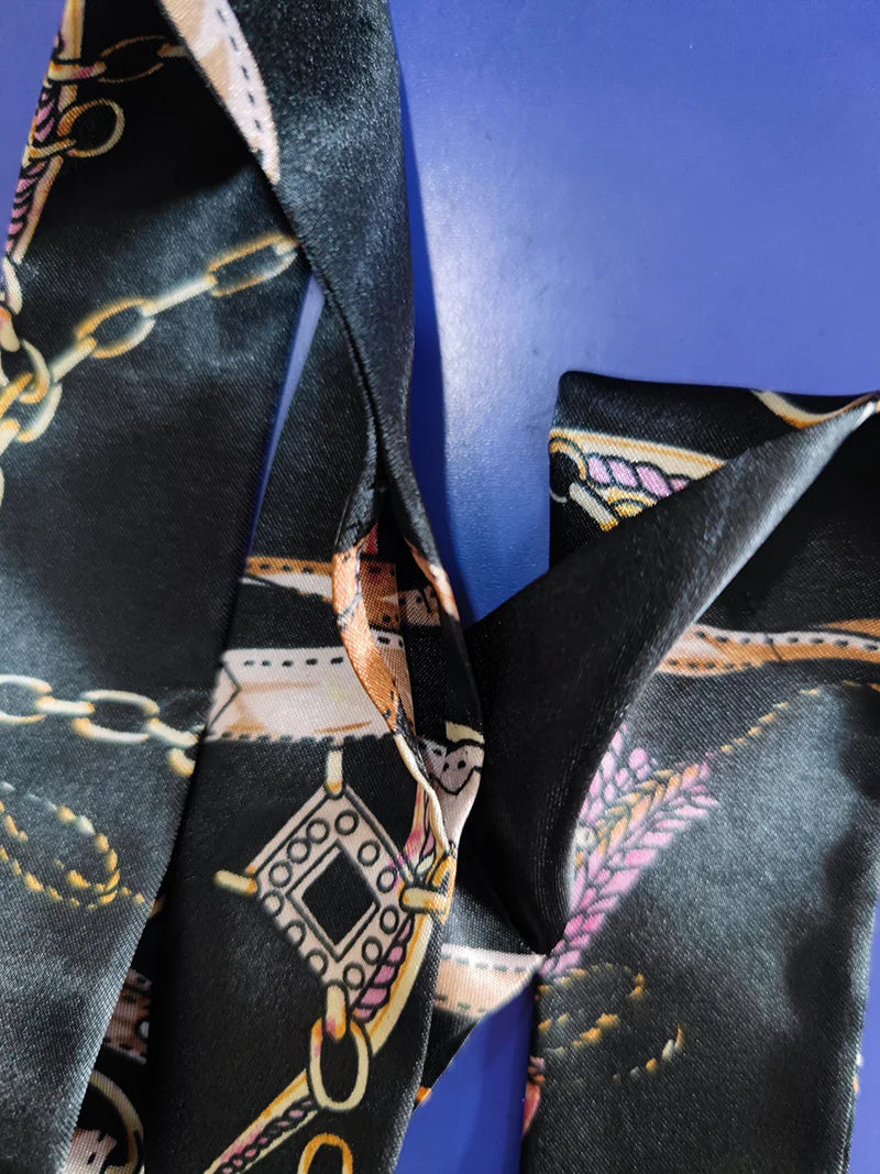Hot Fashion New Twill Emulation Silk Solid Bag Scarf Women Small Scarf Ribbon Handbag Hair Long Shawl Bandana Luxury Head Scarf