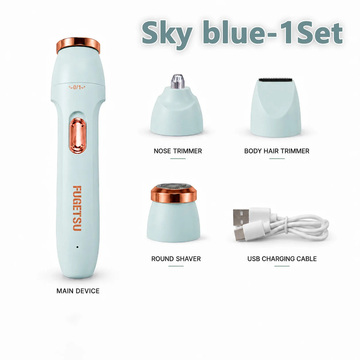 2026 New Ladies 3 in 1 Electric Hair Removal Set Portable Multi Head Shaver Painless for Face Legs Underarm Bikini