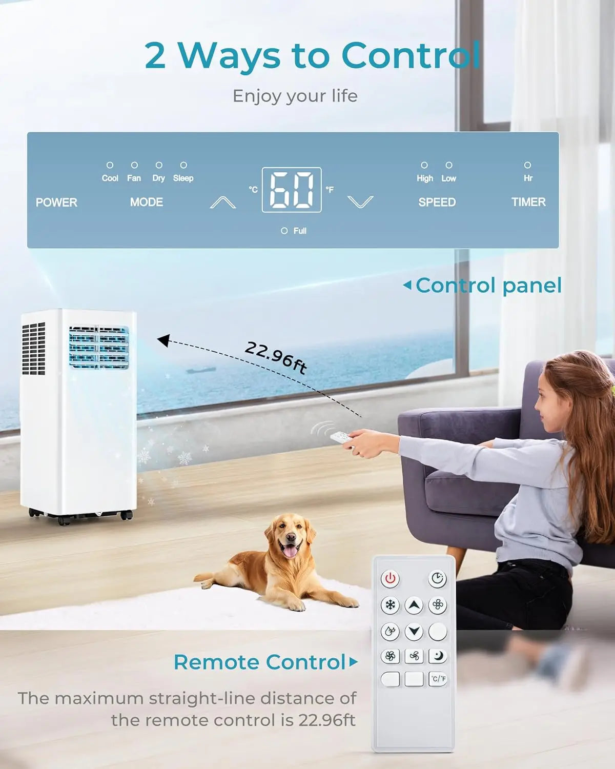 Portable Air Conditioners 8000 Btu 3 in 1 Portable Cooling AC with Dehumidifier Floor Air Conditioner for Home