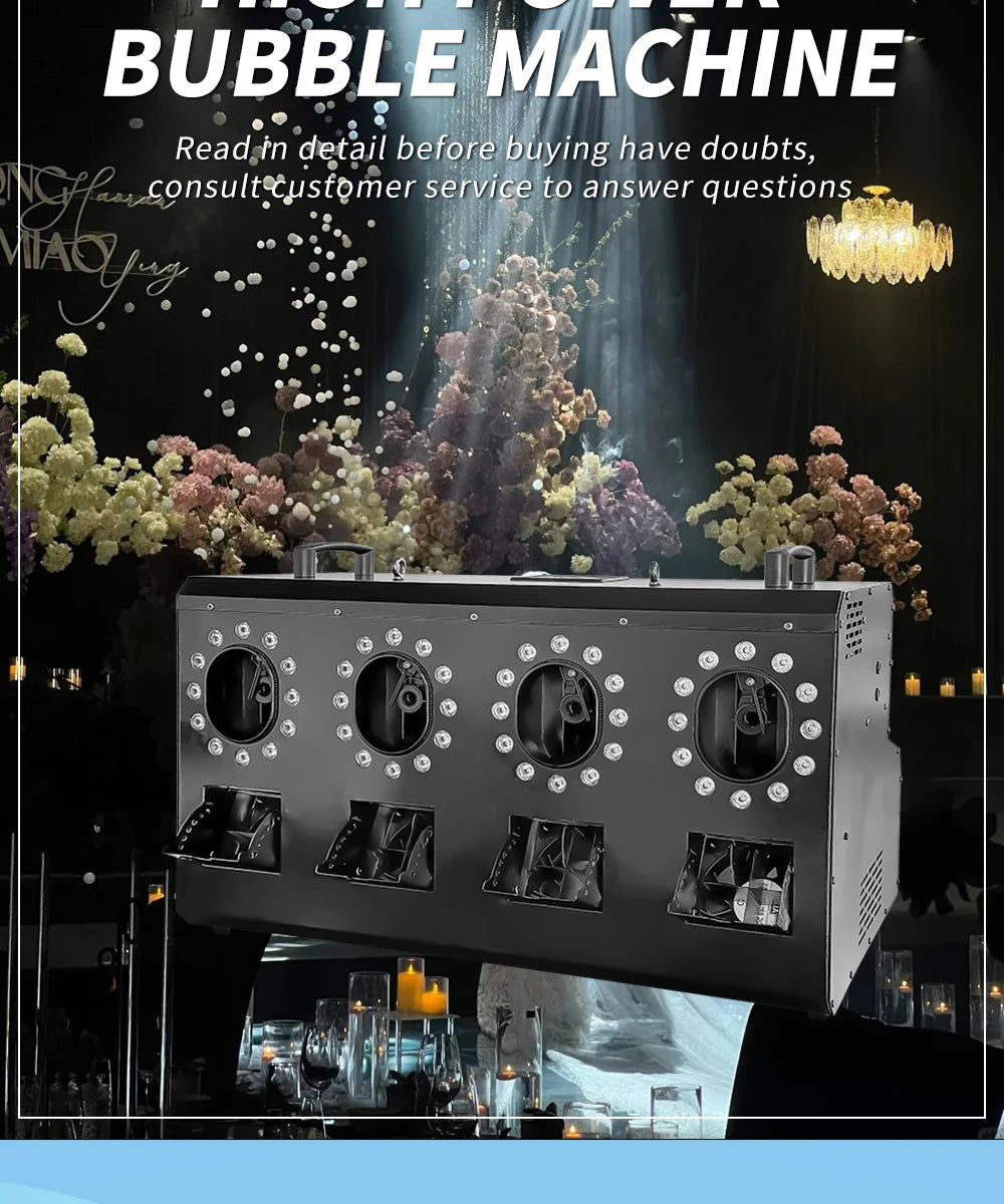 3000W 1500W LED Smoke Bubble Machine Four Holes Double Holes Party Wedding Bubble Spray Machine DMX for Stage Special Effect