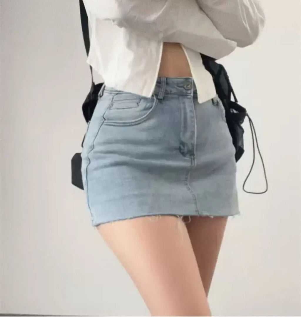 Vintage Denim Mini Skirts Women Summer Korean Fashion y2k Clothes High Waist A-line Blue Slim Cute Sexy Short Jeans Skirt Female