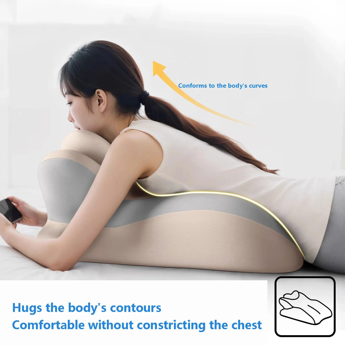 Multi-functional Memory Foam Pillow Ergonomic Support Wedge Shape Pillow Neck Leg Rest Reading Phone Use Pain Relief