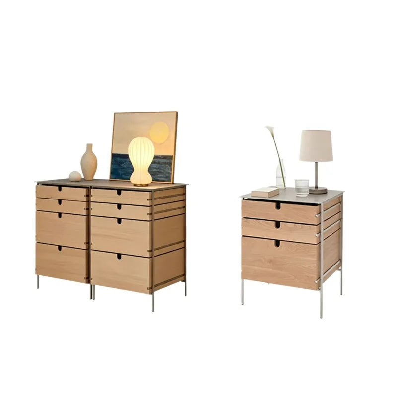 Medieval style living room combination storage cabinet, locker, solid wood household drawer, stainless steel dining side cabinet