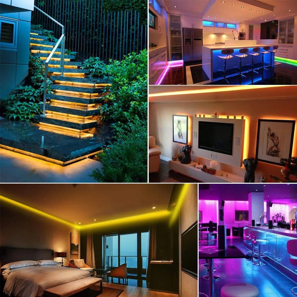 5m 10m 20m RGB+CCT LED Strip 24V 5050 Colorful+Dual White Flexible Dimmable Room Party Light Decor RF Touch Remote Control Kit
